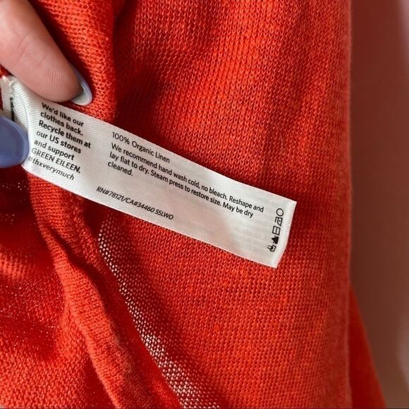 Eileen fisher hooded organic linen pullover top S - Picture 4 of 5